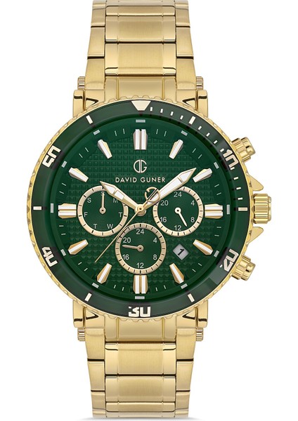 Davıd Guner Gümüş Kaplamalı Yeşil Kadranlı Erkek Kol Saati DG-8424GA-B10