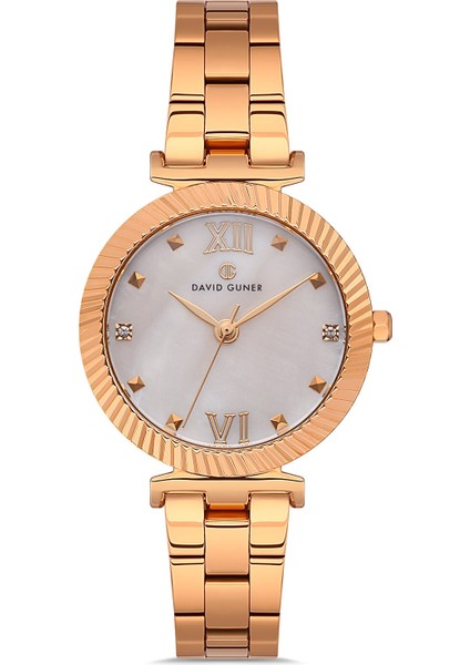 Davıd Guner Rose Kaplamalı Beyaz Kadranlı Kadın Kol Saati DG-8412LA-C1