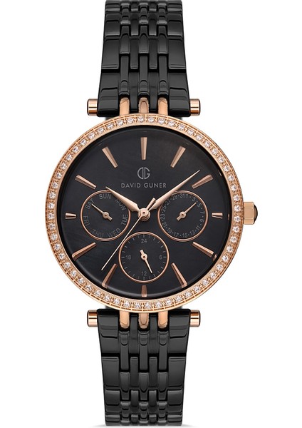 Davıd Guner Rose Siyah Kaplamalı Siyah Kadranlı Kadın Kol Saati DG-8253LA-R2