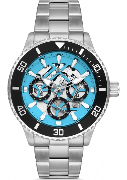 Davıd Guner Gümüş Siyah Kaplamalı Turkuaz Kadranlı Erkek Kol Saati DG-8851GA-J15