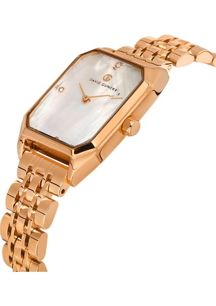 Davıd Guner Rose Kaplamalı Beyaz Kadranlı Kadın Kol Saati DG-8417LA-C1 modelleri