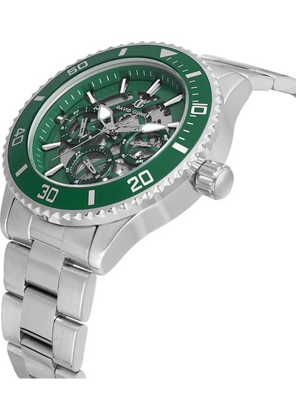 Davıd Guner Gümüş Kaplamalı Yeşil Kadranlı Erkek Kol Saati DG-8851GA-A10 modelleri