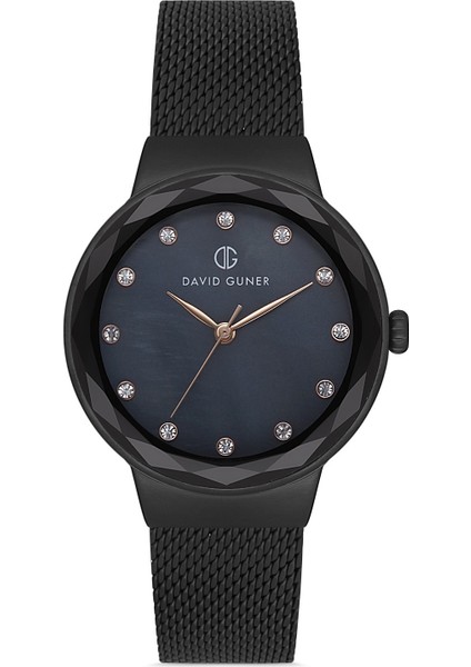 Davıd Guner Siyah Kaplamalı Siyah Kadranlı Kadın Kol Saati DG-8100LC-G2E
