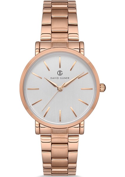 Davıd Guner Rose Kaplamalı Beyaz Kadranlı Kadın Kol Saati DG-8221LA-C1