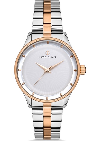 Davıd Guner Rose Beyaz Kaplamalı Beyaz Kadranlı Kadın Kol Saati DG-8397LA-E1