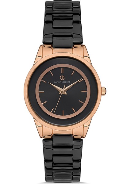 Davıd Guner Rose Siyah Kaplamalı Siyah Kadranlı Kadın Kol Saati DG-8242LA-R2