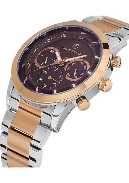Davıd Guner Rose Beyaz Kaplamalı Kahverengi Kadranlı Erkek Kol Saati DG-8420GA-E6 modelleri