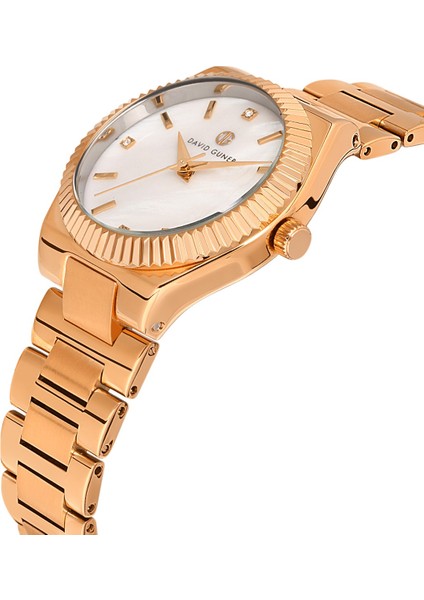 Davıd Guner Rose Kaplamalı Beyaz Kadranlı Kadın Kol Saati DG-8409LA-C1 modelleri