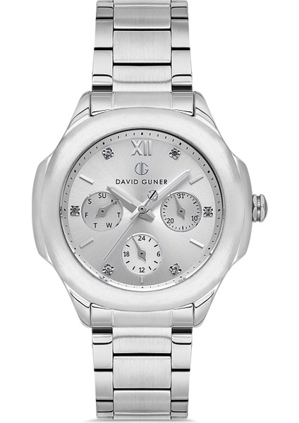 Davıd Guner Gümüş Kaplamalı Beyaz Kadranlı Kadın Kol Saati DG-8741LA-A1