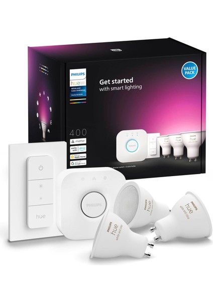 Huewca 4.2W GU10 Renkli Spot Akıllı Ampul 3'lü Başlangıç Seti (Kumandalı)