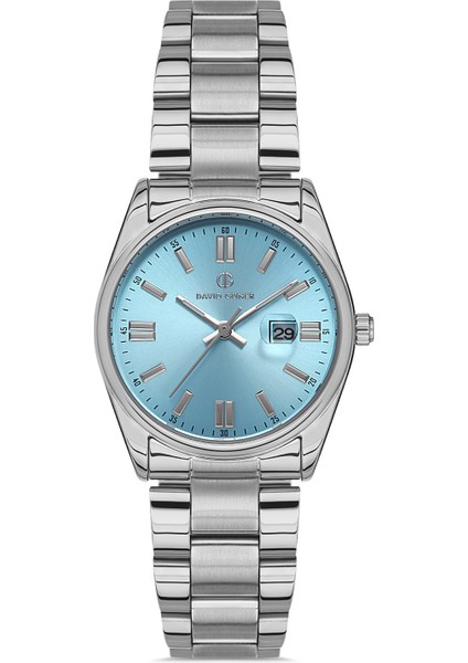 Davıd Guner Gümüş Kaplamalı Açık Mavi Kadranlı Kadın Kol Saati DG-8391LA-A18