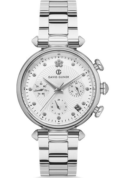 Davıd Guner Gümüş Kaplamalı Beyaz Kadranlı Kadın Kol Saati DG-8298LA-A1