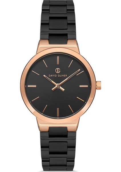 Davıd Guner Rose Siyah Kaplamalı Siyah Kadranlı Kadın Kol Saati DG-8324LA-R2