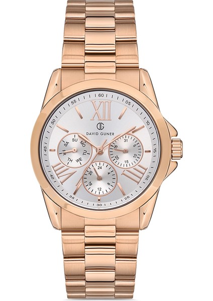 Davıd Guner Rose Kaplamalı Beyaz Kadranlı Kadın Kol Saati DG-8308LA-C1