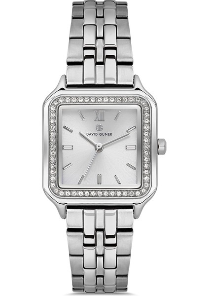Davıd Guner Gümüş Kaplamalı Beyaz Kadranlı Kadın Kol Saati DG-8708LA-A1