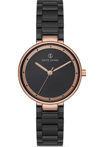 Davıd Guner Rose Siyah Kaplamalı Siyah Kadranlı Kadın Kol Saati DG-8138LA-R2