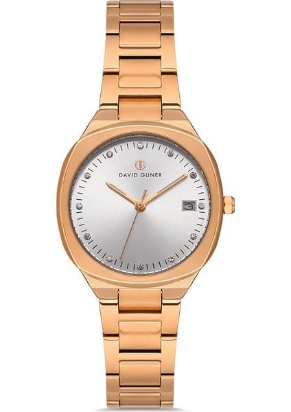 Davıd Guner Rose Kaplamalı Beyaz Kadranlı Kadın Kol Saati DG-8413LA-C1