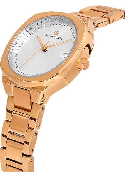 Davıd Guner Rose Kaplamalı Beyaz Kadranlı Kadın Kol Saati DG-8413LA-C1 modelleri