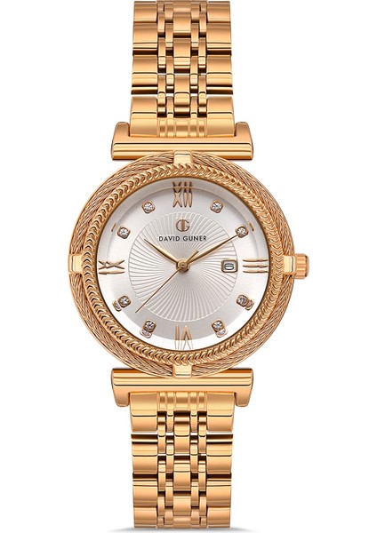 Davıd Guner Rose Kaplamalı Beyaz Kadranlı Kadın Kol Saati DG-8431LA-C1