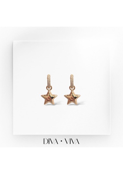 Divaviva - Vıp Balloon Yıldız Küpe – Rose Gold Renkli | Xuping Serisi - Stelloon Kadın Küpe