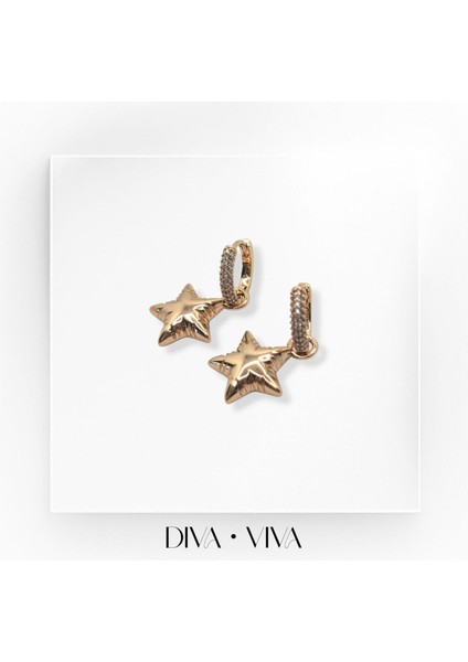 Divaviva - Vıp Balloon Yıldız Küpe – Rose Gold Renkli | Xuping Serisi - Stelloon Kadın Küpe