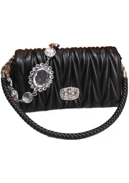 Küçük Koku Rhinestone Zinciri Pileli Çanta, Kristal Moda Crossbody Under Emfed Çanta (Yurt Dışından) fiyatları