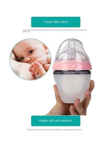 150ML/250ML Besleme Şişesi, Bebek Silikon Besleme Şişesi Için Uygun Geniş Kalibreli Anti-Colic (Yurt Dışından)