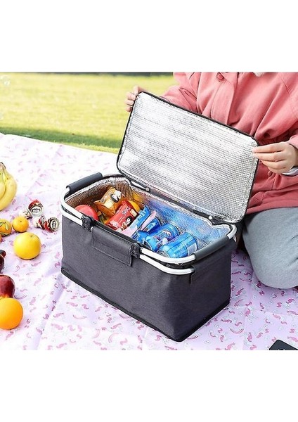 32 Litre Büyük Kapasiteli Katlanabilir Yalıtımlı Piknik Çantası - 40X23X20CM (Yurt Dışından)