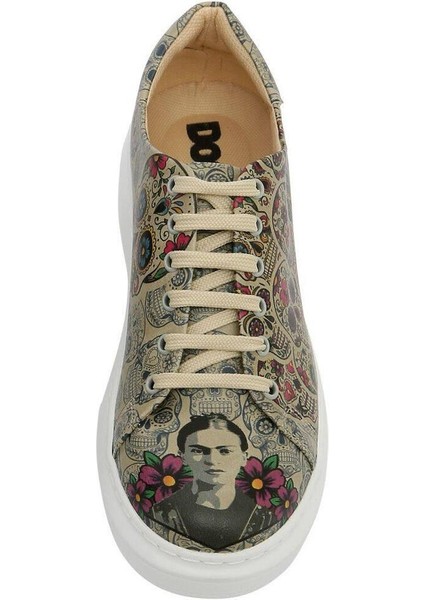Kadın Vegan Deri Çok Renkli Sneakers - Remembrance Of Frida Kahlo Tasarım indirimleri