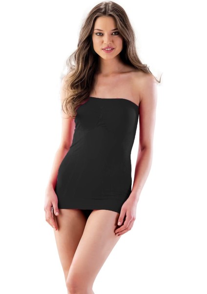 Siyah Soft Desenli Straplez Atlet