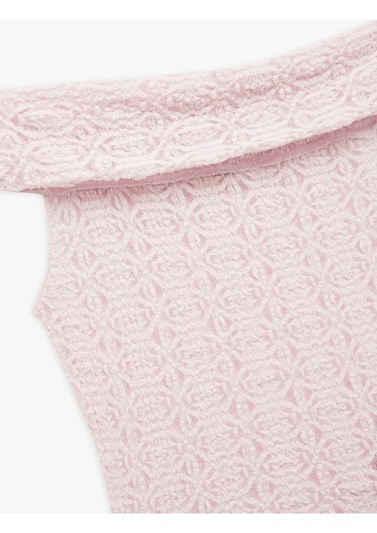 Yarı Transparan Kolsuz Slim Fit Madonna Yaka Dantel Bluz modelleri