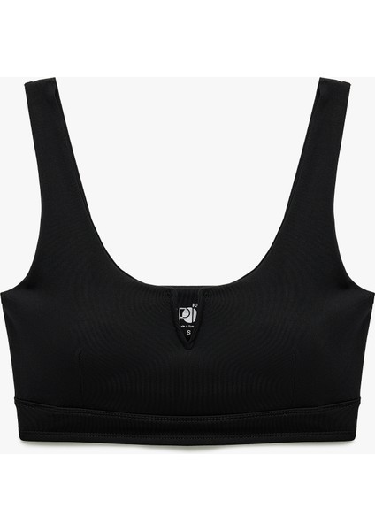 V Yaka Kolsuz Slim Fit Kaplı Interlok Sporcu Sütyeni