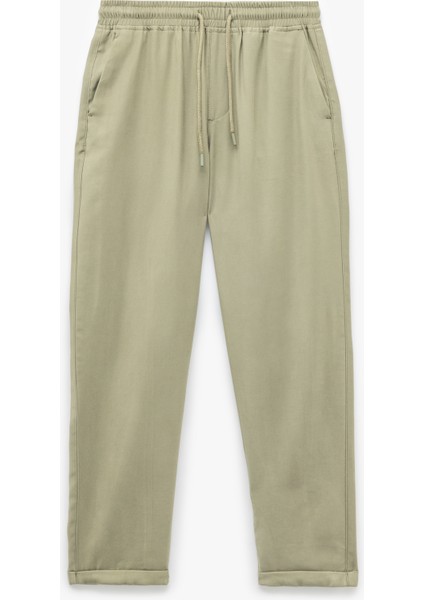 Viskon Cep Detaylı Rayon Tapered Beli Bağcıklı Eşofman Pantolon