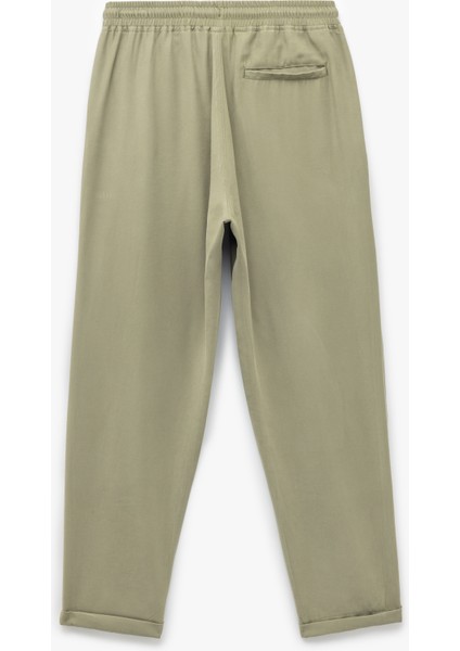 Viskon Cep Detaylı Rayon Tapered Beli Bağcıklı Eşofman Pantolon
