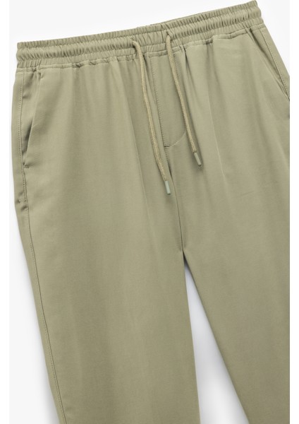 Viskon Cep Detaylı Rayon Tapered Beli Bağcıklı Eşofman Pantolon