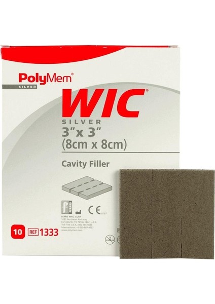 1333 - PolyMem Wic Silver - Gümüşlü Yara Dolgusu 8X8 cm