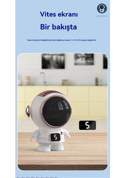 Astronot Karikatür Mini El USB Taşınabilir Öğrenci Fan (Yurt Dışından)