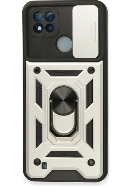 Realme C11 2021 Kılıf Pars Lens Yüzüklü Silikon - Gümüş Zrnet