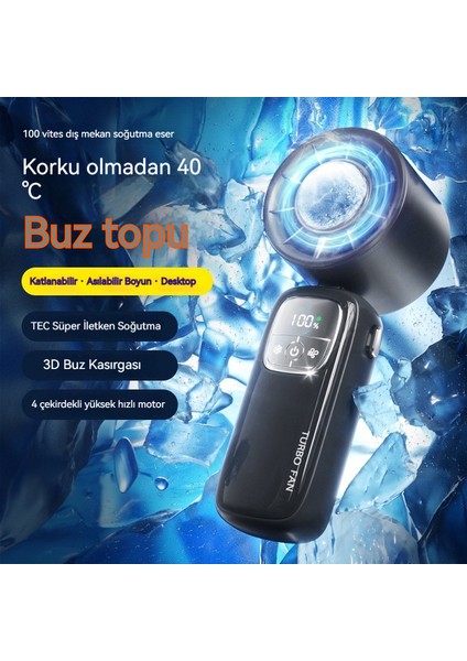 Mini Yaratıcı Dijital Ekran Asılı Boyun El Girdap Katlanır Fan (Yurt Dışından)