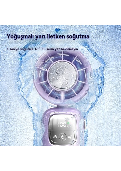 Mini Yaratıcı Dijital Ekran Asılı Boyun El Girdap Katlanır Fan (Yurt Dışından)