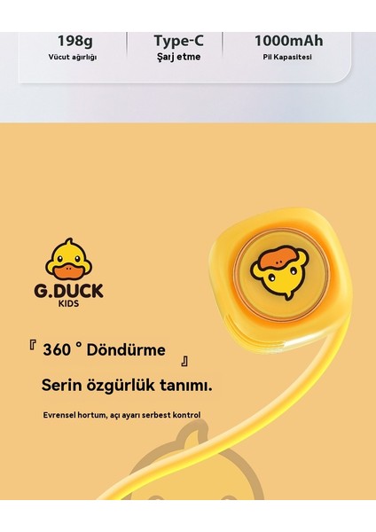 Küçük Sarı Ördek Karikatür Katlanır Boyunlu USB Fan (Yurt Dışından)