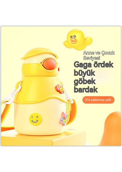 Çocuk Küçük Sarı Ördek 316 Paslanmaz Çelik Büyük Kapasiteli Sevimli Su (Yurt Dışından)