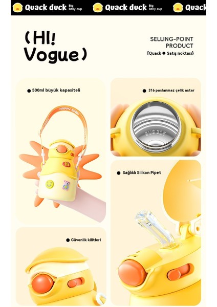 Çocuk Küçük Sarı Ördek 316 Paslanmaz Çelik Büyük Kapasiteli Sevimli Su (Yurt Dışından) fırsatları