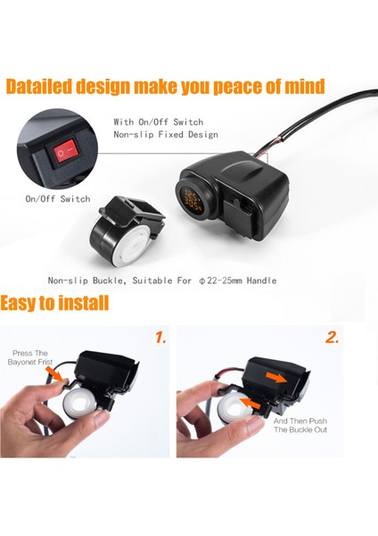 Motosiklet Arabası Bir Ila Iki Çok Fonksiyonlu Çift Delikli USB Arayüzü (Yurt Dışından) modelleri