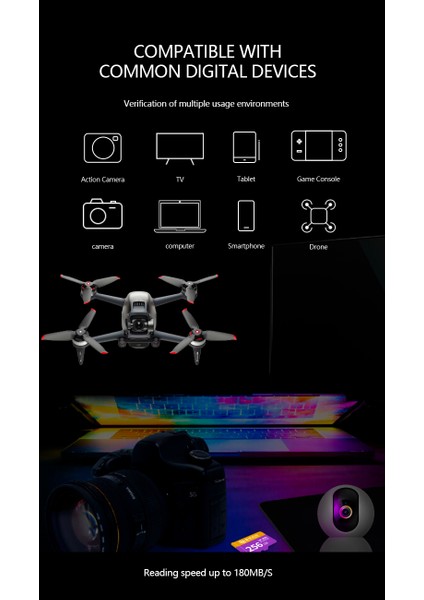 UF200 64GB Micro Sd Kart A2/U3/V30 - Telefonlar, Iha'lar, Ps5, Güvenlik Kameraları Için 180MB/SN Yüksek Hız (Yurt Dışından) indirimleri