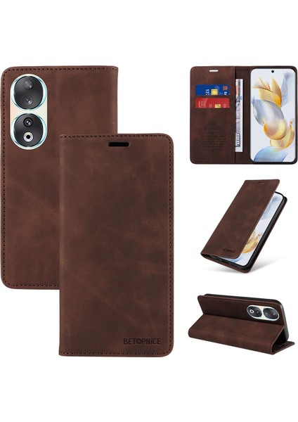 Compatible With Honor 90 Wallet Leather-Rfıd Blocking Card Holders-Shockproof Tpu Flip Cover (Yurt Dışından)