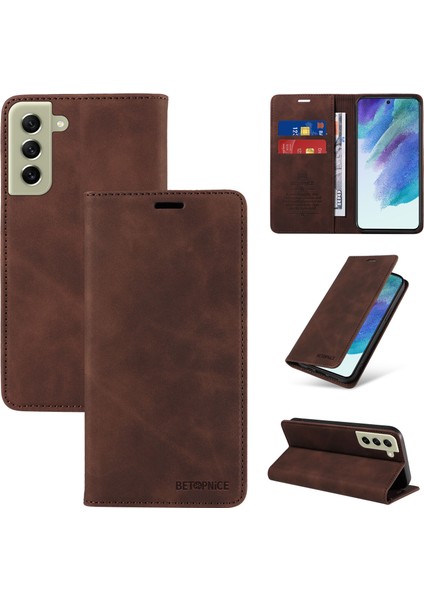 Compatible With Samsung Galaxy S21 Wallet Leather-Rfıd Blocking Card Holders-Shockproof Tpu Flip Cover (Yurt Dışından)