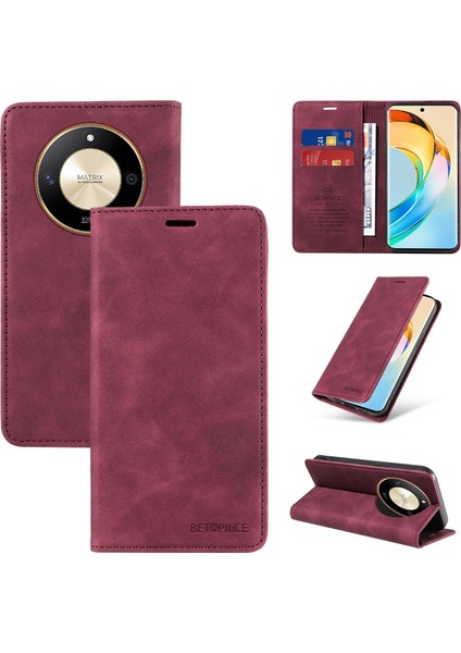 Compatible With Honor X9B Wallet Leather-Rfıd Blocking Card Holders-Shockproof Tpu Flip Cover (Yurt Dışından)