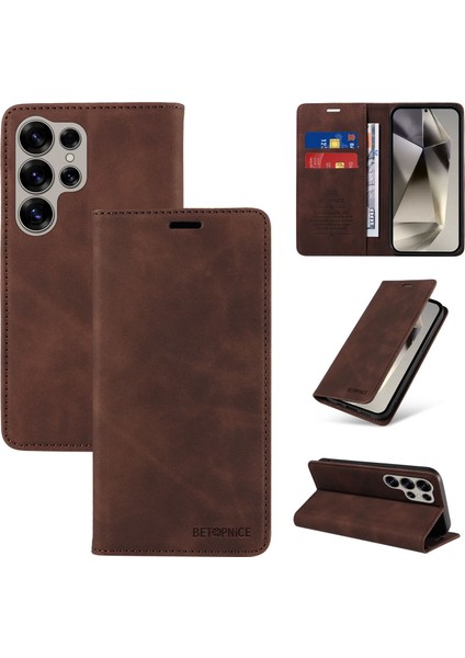 Compatible With Samsung Galaxy S25 Ultra Wallet Leather-Rfıd Blocking Card Holders-Shockproof Tpu Flip Cover (Yurt Dışından)