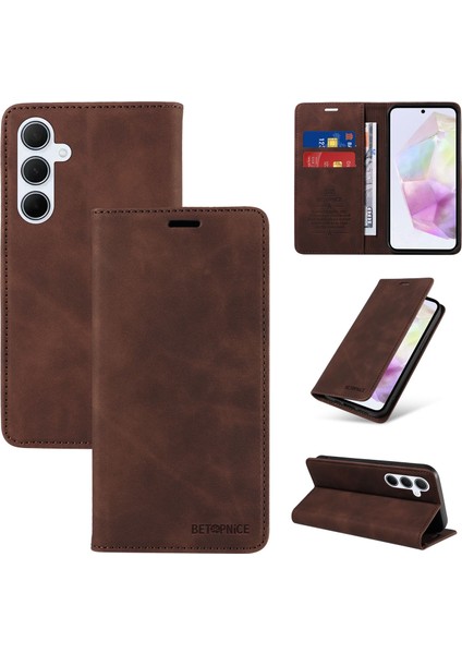 Compatible With Samsung Galaxy M35 Wallet Leather-Rfıd Blocking Card Holders-Shockproof Tpu Flip Cover (Yurt Dışından)
